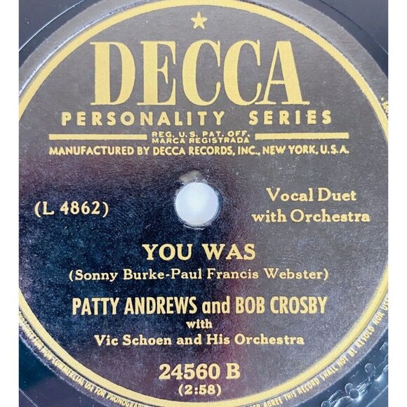 Andrews Sisters 78 RPM Record Decca 24560 Underneath The Linden Tree You Was - Picture 4 of 4